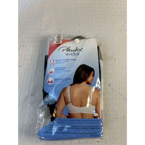 Playtex 18hr bra Ultimate Shoulder Comfort 44dd black #4693 sir varilla new - Picture 2 of 4